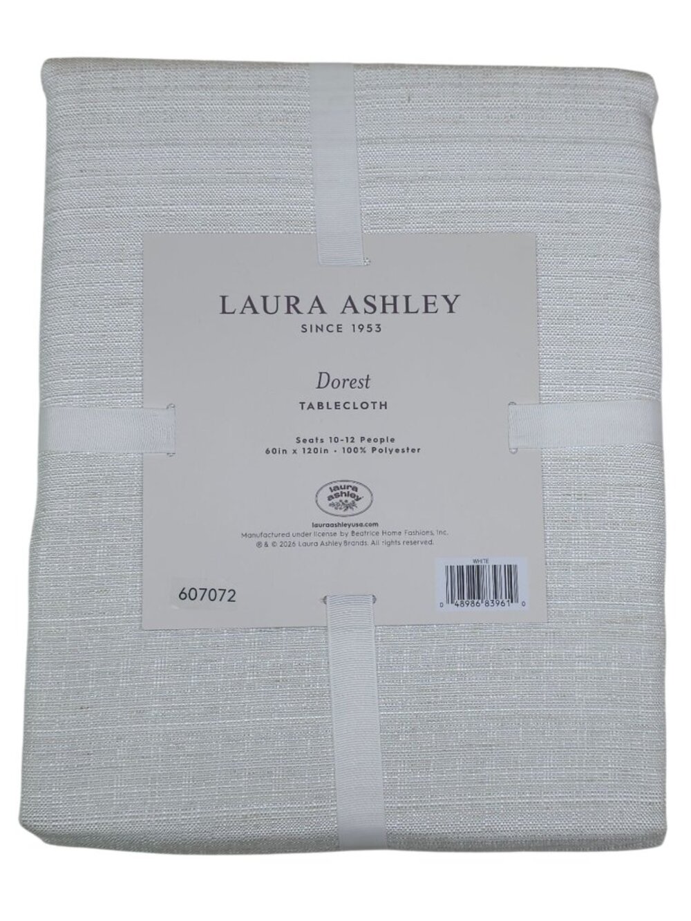 Laura Ashley Dorset Tablecloth 60"x120" Off White with Silver Threads Seats10-12